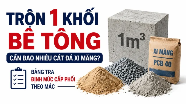 Trộn 1 khối bê tông cần bao nhiêu cát đá xi măng - Bảng tra định mức cấp phối theo mác