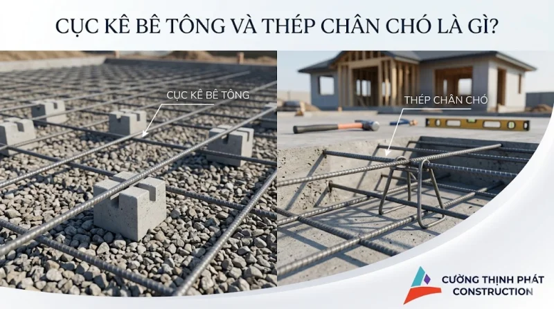 Cục kê bê tông và thép chân chó: Vai trò then chốt trong kết cấu sàn nhà phố