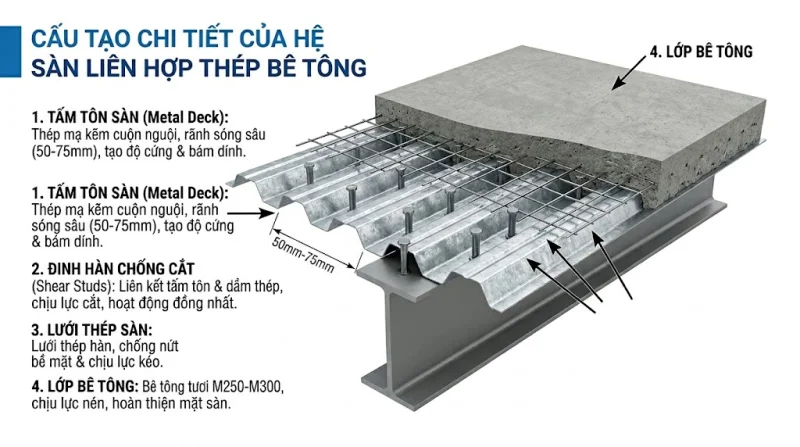 Sàn deck là gì? Cấu tạo, ứng dụng và quy trình thi công chi tiết
