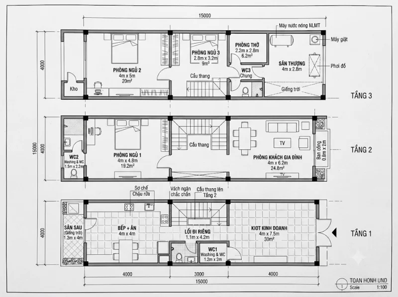 Kinh nghiệm thiết kế xây dựng nhà ống trên diện tích đất 4x15