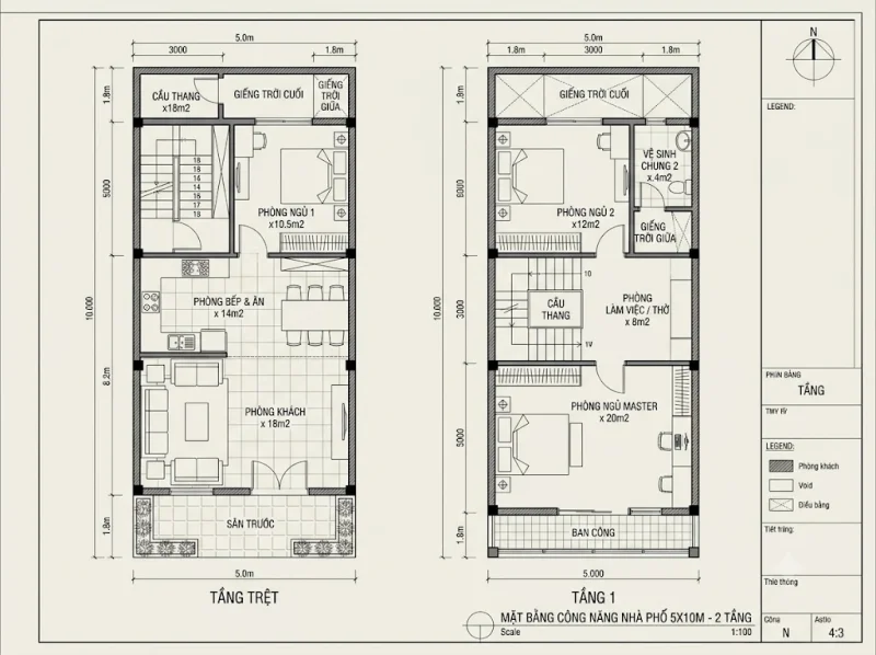 Kinh nghiệm thiết kế xây dựng nhà ống trên diện tích đất 5x10