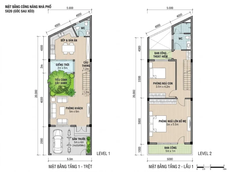 Kinh nghiệm thiết kế xây dựng nhà ống trên diện tích đất 5x20 tối ưu không gian và công năng