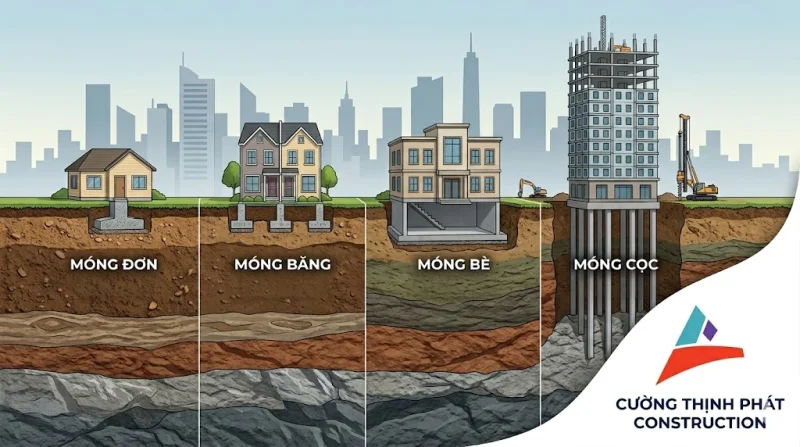 Các loại móng nhà phổ biến tại Việt Nam: Kinh nghiệm lựa chọn từ kỹ sư