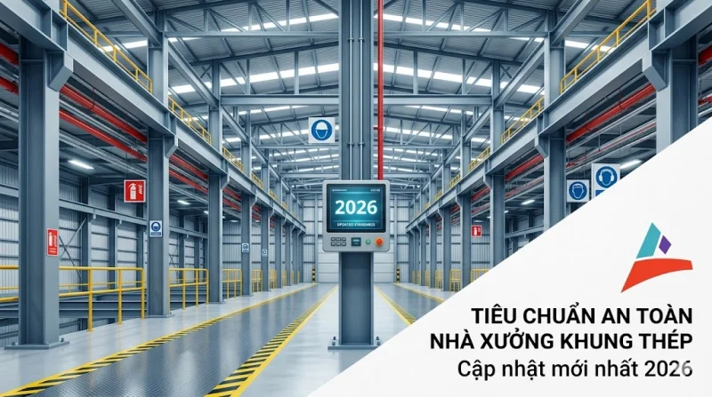 Tiêu chuẩn an toàn nhà xưởng khung thép: Cập nhật mới nhất 2026