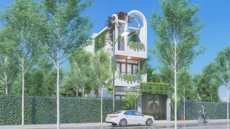 Bản vẽ 3D công trình nhà phố 3 tầng tại Tân Bình Dĩ An Bình Dương