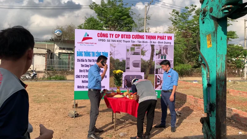 Động thổ khởi công và làm móng công trình nhà phố 3 tầng tại Tân Bình Dĩ An Bình Dương