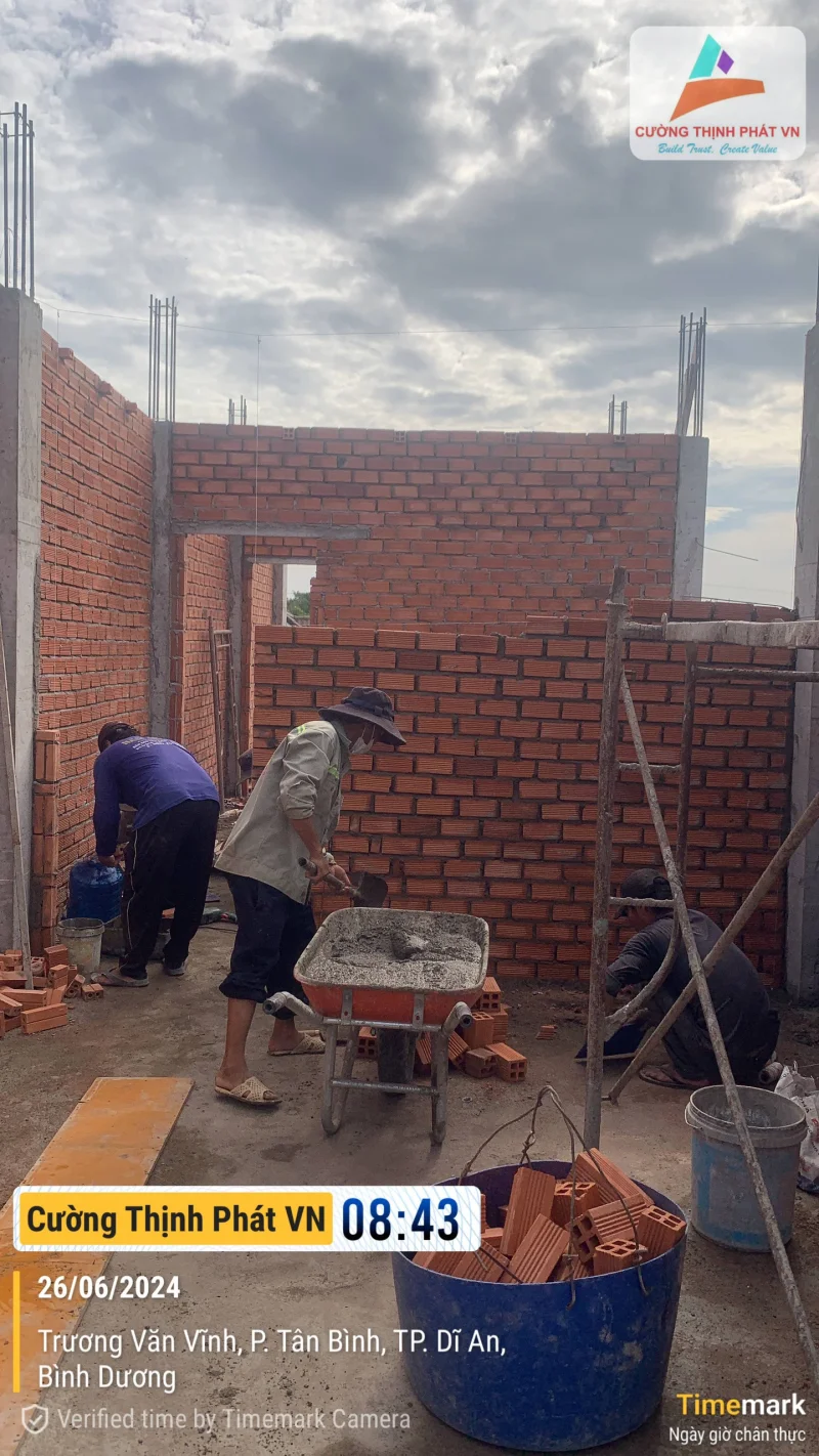 Tiến độ #1 công trình nhà phố 3 tầng tại Tân Bình Dĩ An Bình Dương