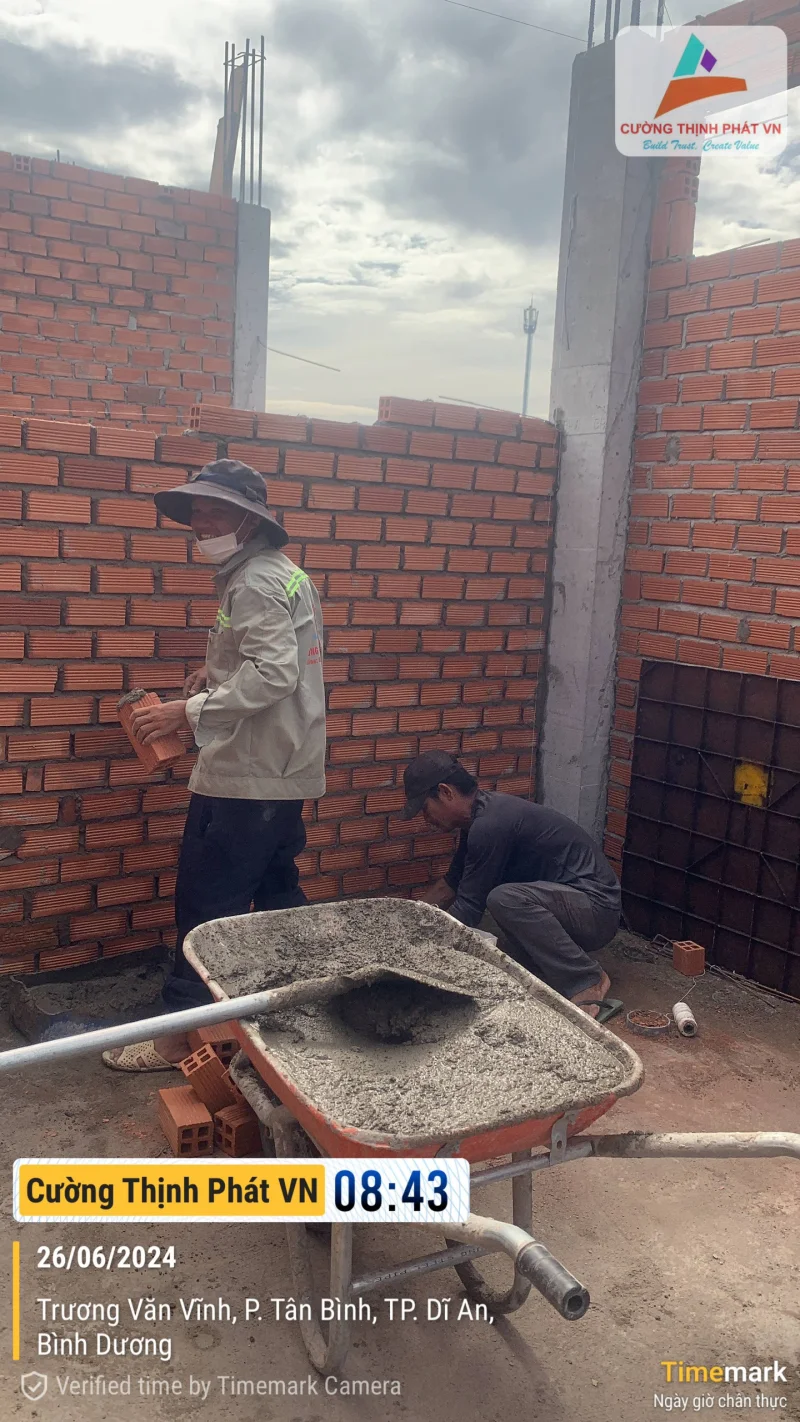 Tiến độ #1 công trình nhà phố 3 tầng tại Tân Bình Dĩ An Bình Dương