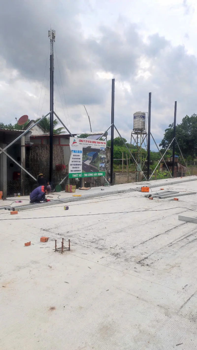 Tiến độ thi công nhà xưởng khung thép mái tôn tại Phú Giáo Bình Dương