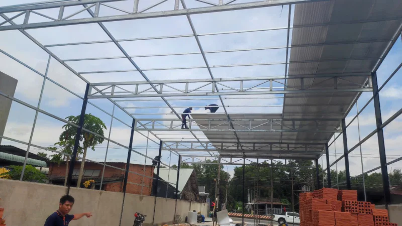 Tiến độ thi công thi công nhà xưởng khung thép mái tôn tại Phú Giáo Bình Dương