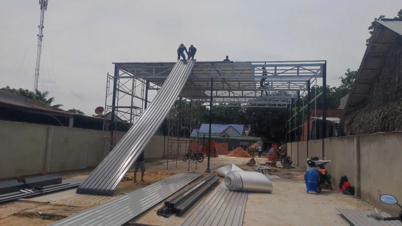Tiến độ thi công thi công nhà xưởng khung thép mái tôn tại Phú Giáo Bình Dương
