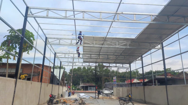 Tiến độ thi công thi công nhà xưởng khung thép mái tôn tại Phú Giáo Bình Dương