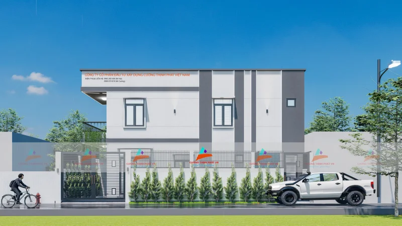 Bản phối 3D nhà phố 2 tầng tại Dĩ An Bình Dương