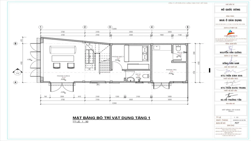 Hồ sơ xây dựng nhà phố 2 tầng tại Dĩ An Bình Dương