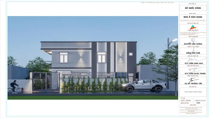 Hồ sơ xây dựng nhà phố 2 tầng tại Dĩ An Bình Dương