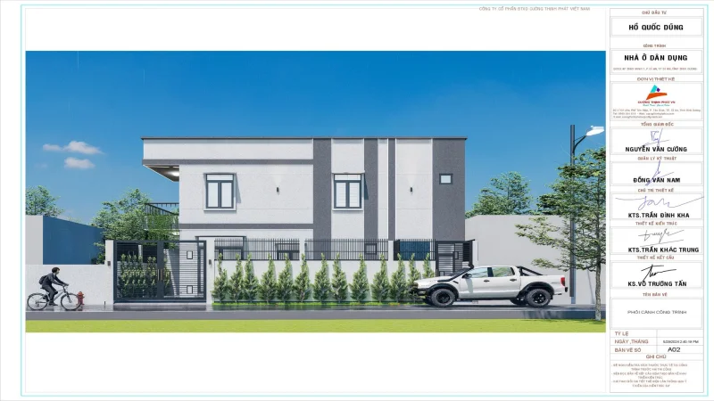 Hồ sơ xây dựng nhà phố 2 tầng tại Dĩ An Bình Dương