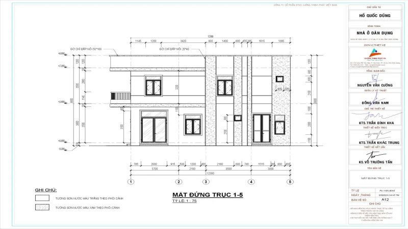 Hồ sơ xây dựng nhà phố 2 tầng tại Dĩ An Bình Dương