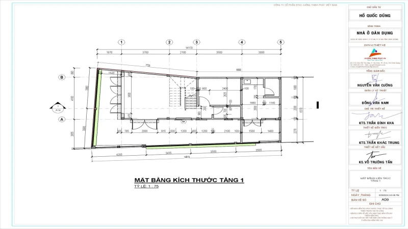 Hồ sơ xây dựng nhà phố 2 tầng tại Dĩ An Bình Dương