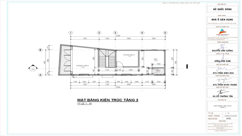 Hồ sơ xây dựng nhà phố 2 tầng tại Dĩ An Bình Dương