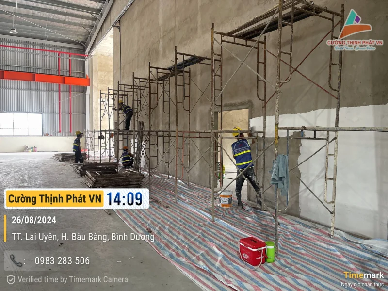 Tiến độ 1 hoàn thiện nhà xưởng Kinsco Bàu Bàng Bình Dương