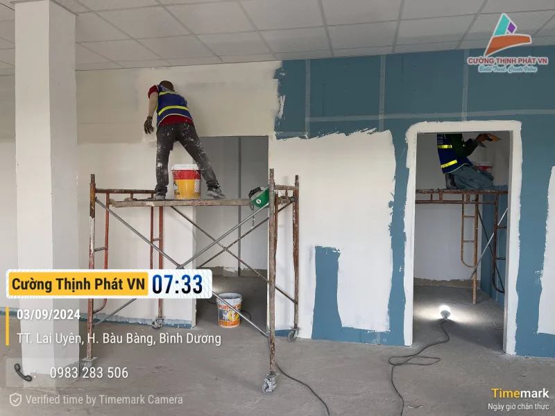 Tiến độ 2 hoàn thiện nhà xưởng Kinsco Bàu Bàng Bình Dương