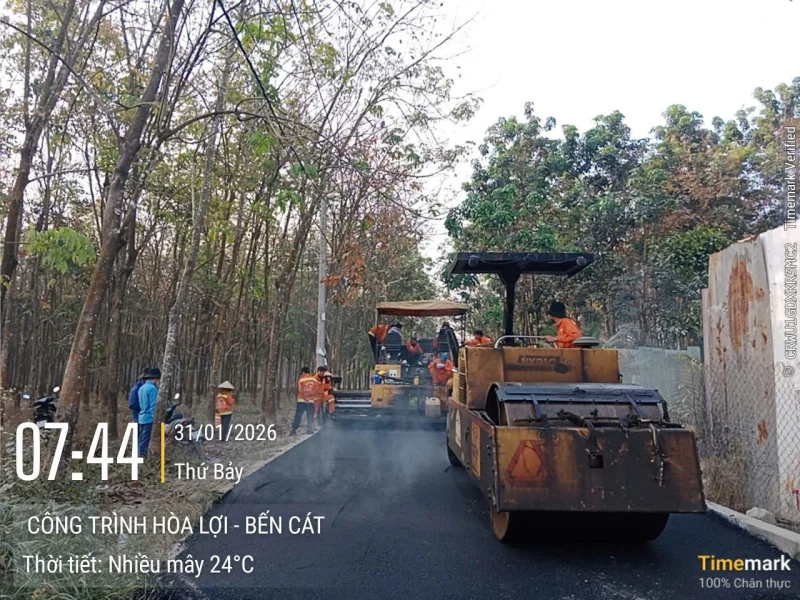 Tiến độ tháng 1/2026 công trình nâng cấp bê tông nông thôn Hoà Lợi Bình Dương
