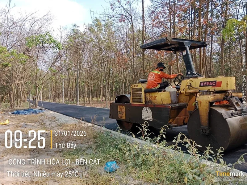 Tiến độ tháng 1/2026 công trình nâng cấp bê tông nông thôn Hoà Lợi Bình Dương