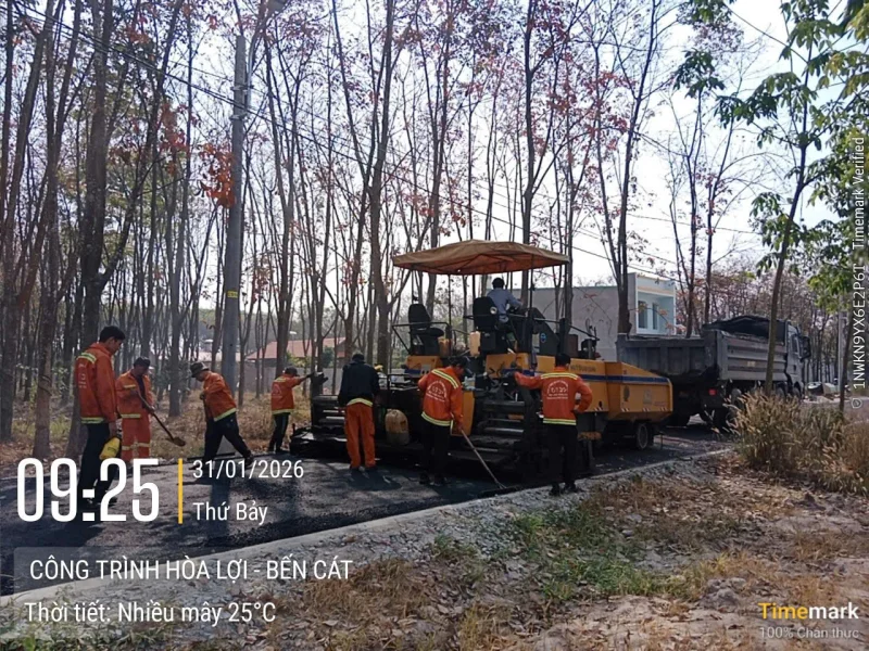 Tiến độ tháng 1/2026 công trình nâng cấp bê tông nông thôn Hoà Lợi Bình Dương